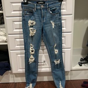 Express distressed skinny jeans